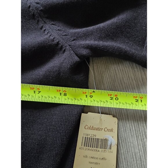 Coldwater Creek Black Silk Cotton Ruffle Sweater  XL NWT - Picture 9 of 9